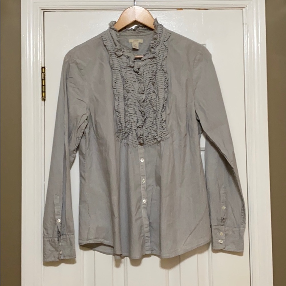 JCrew Ruffled Buttoned Down Top